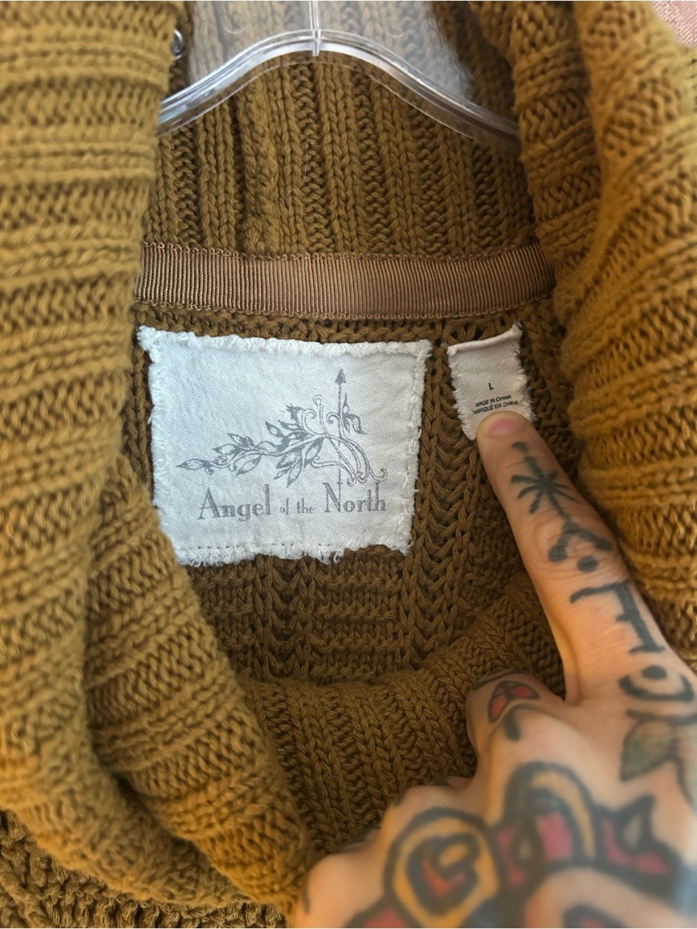 Angel of the North Chunky Knit Turtleneck Sweater Brown Oversized Women L - Picture 2 of 15